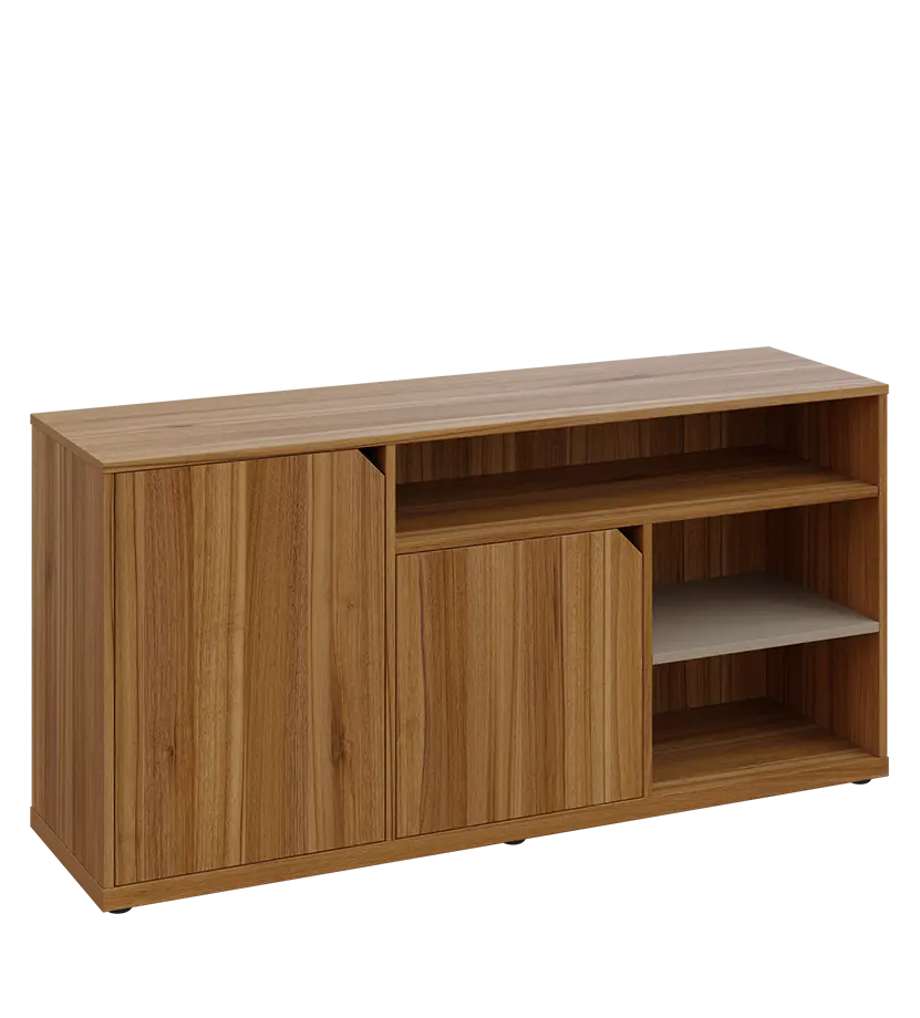 KU2-15DN3 L skříňka nízká 2-dveřová, nika, 740x1522x400, provedení levé, korpus a dvířka ořech světlý/police latte